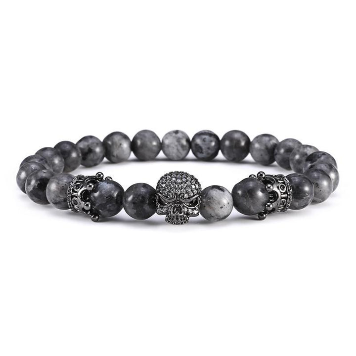 Royal Skull Natural Labradorite Stone Beads Bracelet Bracelets