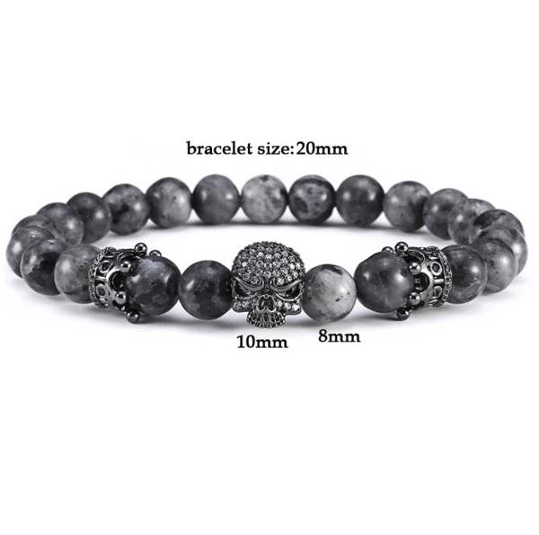 Royal Skull Natural Labradorite Stone Beads Bracelet Bracelets