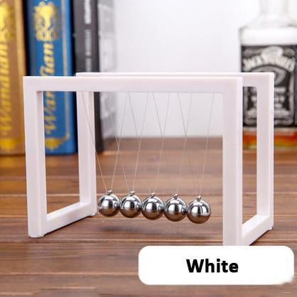 Square Framed Newton Cradle Steel Ball Pendulum White Perpetual Motion