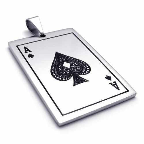 Stainless Steel Ace of Spades Pendant Necklace Necklaces