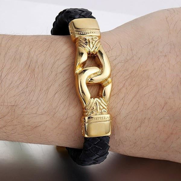 Stainless Steel Aztec Braided Leather Bracelet Bracelets