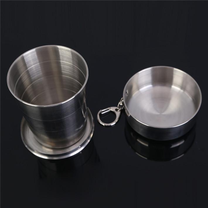 Stainless Steel Camping Collapsible Cup with Keychain Surivival Gear