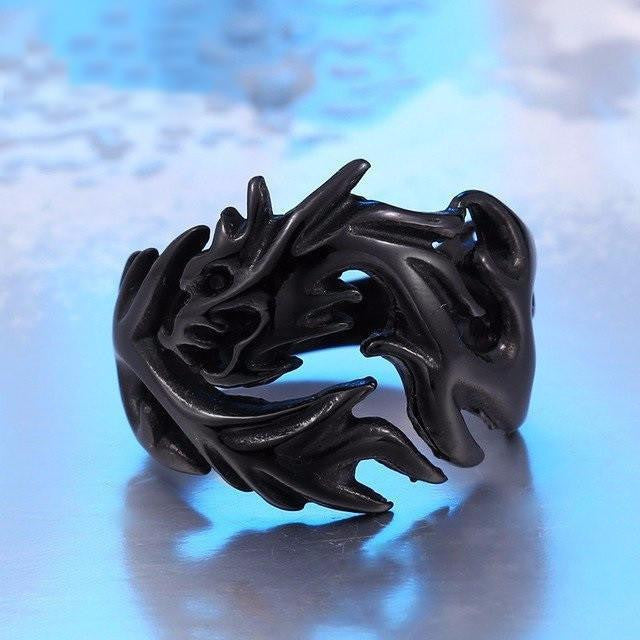 Stainless Steel Dragon Rings black / 6 Rings