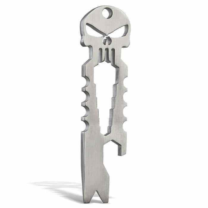 Stainless Steel Pocket Skull Multi-Tool Silver Brushed Tools