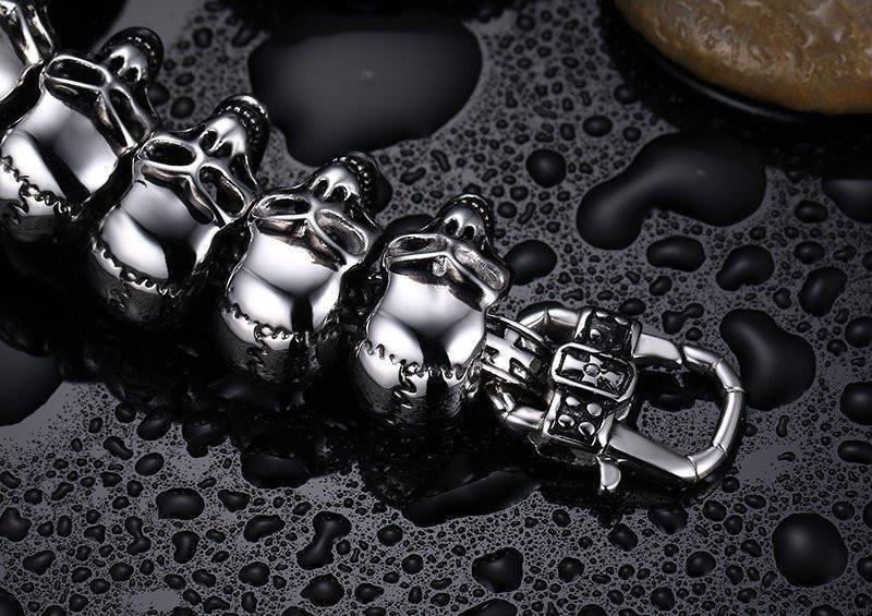 Stainless Steel Skull Links Chain Bracelet Bracelets