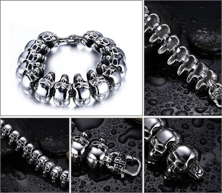 Stainless Steel Skull Links Chain Bracelet Bracelets