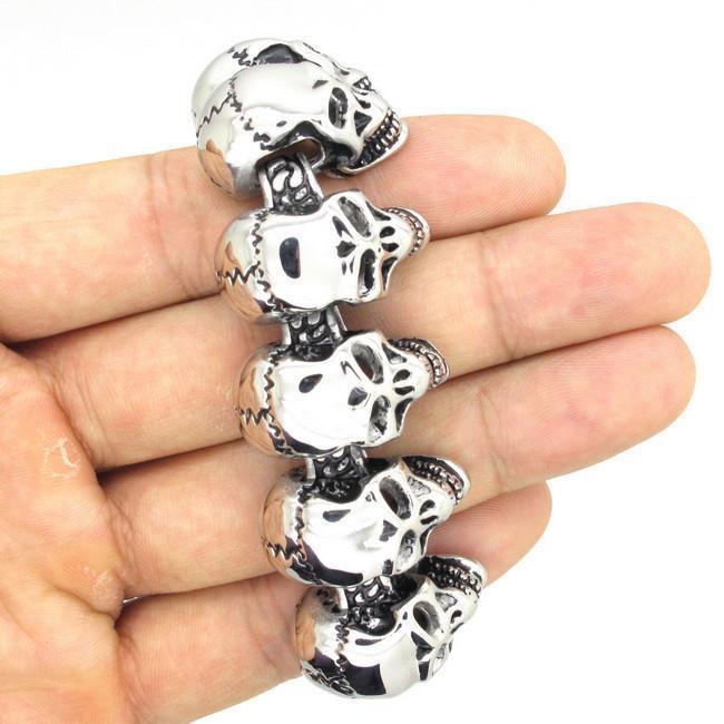 Stainless Steel Skull Links Chain Bracelet Bracelets