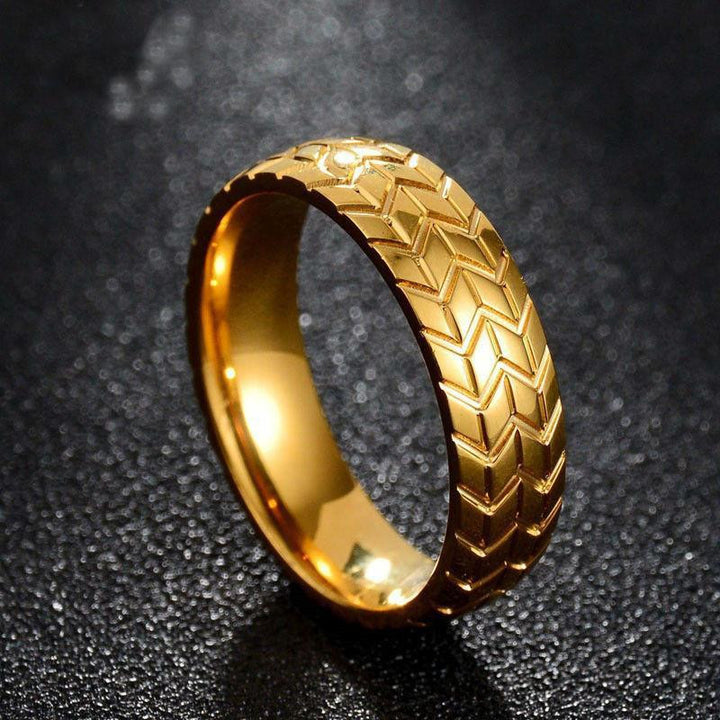 Stainless Steel Tire Ring 7 / Gold Rings