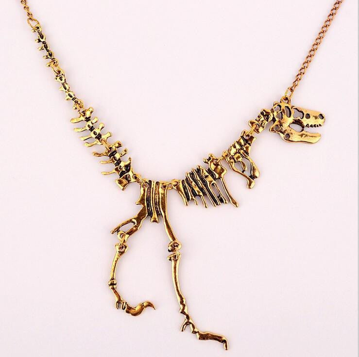 T-Rex Skeleton Necklace Ancient Gold Necklaces