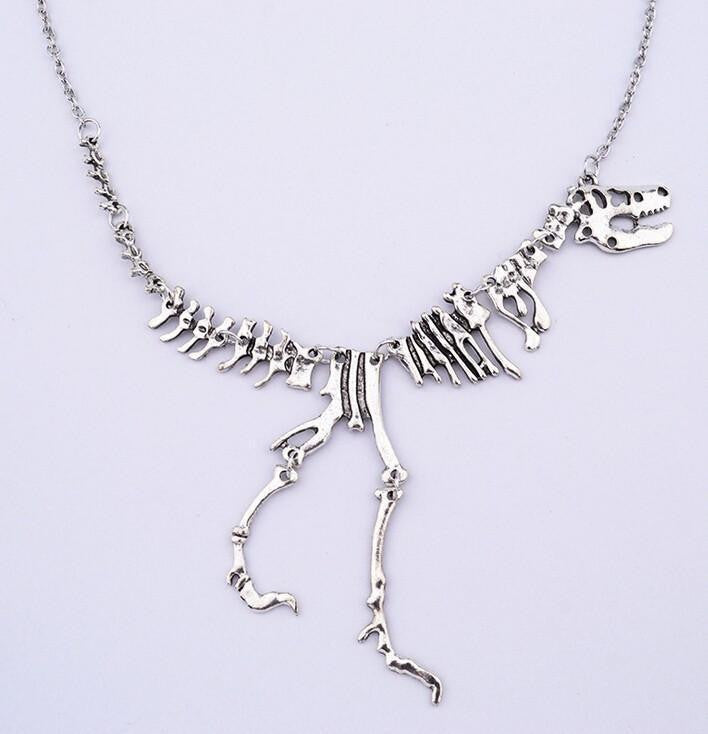 T-Rex Skeleton Necklace Ancient Silver Necklaces