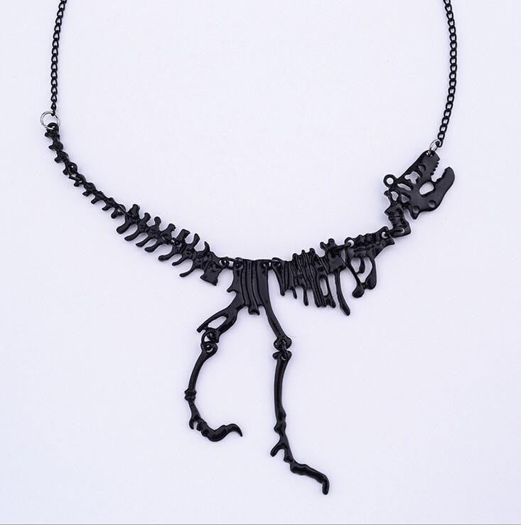 T-Rex Skeleton Necklace Black Necklaces