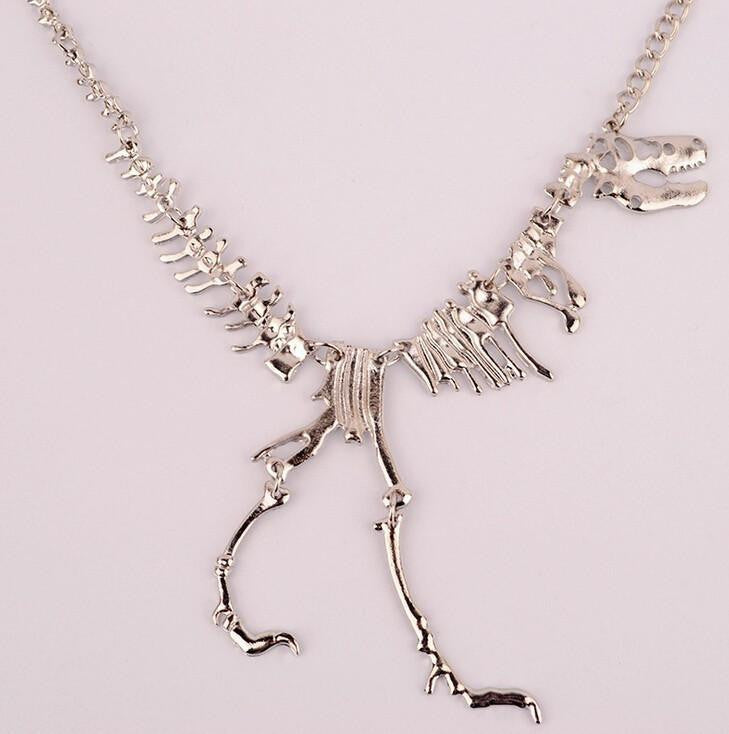 T-Rex Skeleton Necklace Silver Necklaces